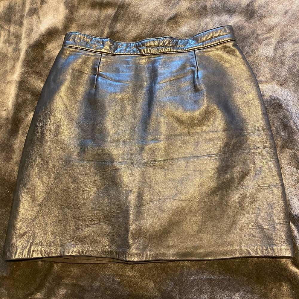 Firenze black leather skirt